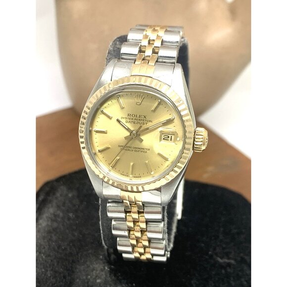 Rolex Datejust Women's Watch 6917 Vintage Swiss Automatic Steel 18k Gold 26mm - Picture 13 of 14